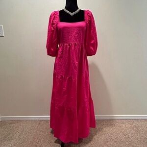 MinkPink Yasamin Tiered Maxi Dress with Puff Sleeves NWT
